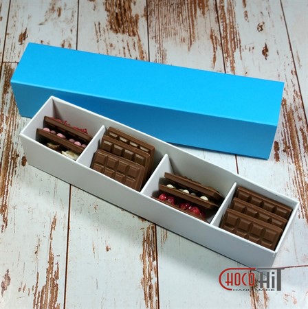 Мини шоколадки ассорти "Молочный шоколад" 12шт (коробка 18,5х4см) - фото 71132