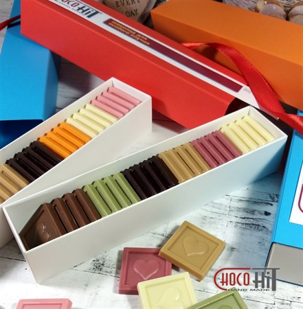Набор мини шоколадок ассорти "С сердечком" 24шт (коробка 18,5х4см) - фото 71318