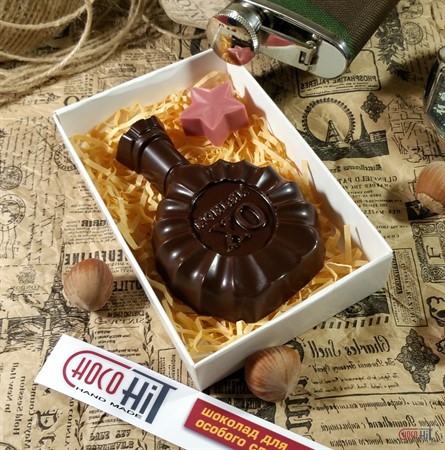 Шоколадный набор "Бутылочка коньяка" из любого шоколада - фото 71424